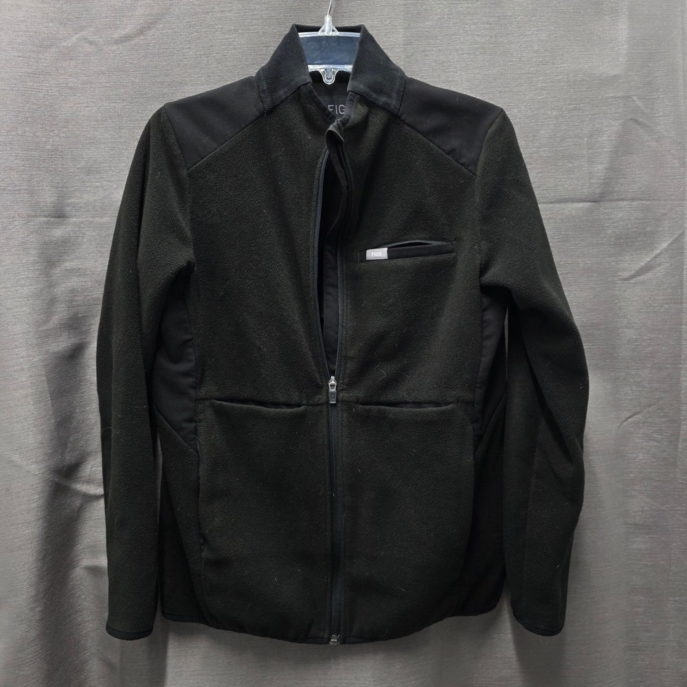 Figs Womens Black Primaloft Fleece Full Zip Scrub Jacket WXXOW1007 Medium